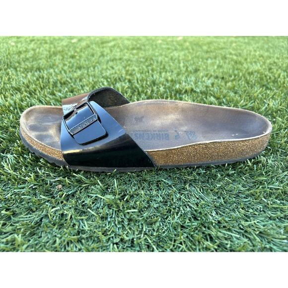 Birkenstock Unisex Madrid Black Patent Leather Slip On Sandals Size EU 41 L10 M8 - Picture 5 of 15